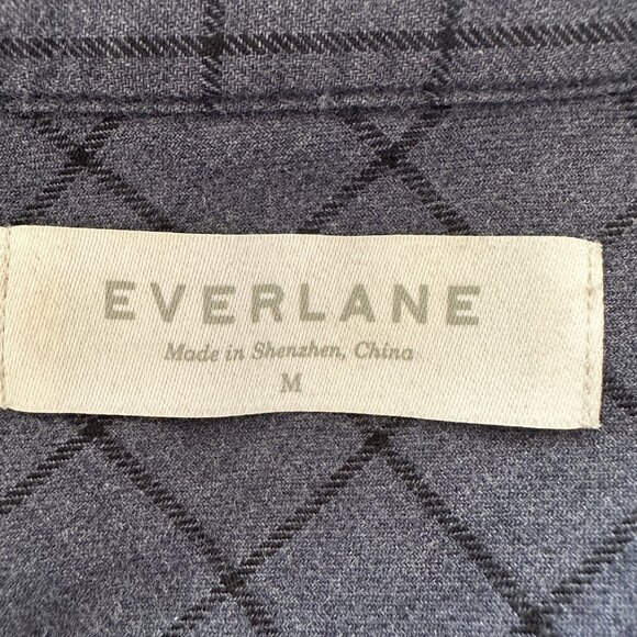 Everlane Men's Blue 100% Cotton Button Down Flannel Shirt Long Sleeve Medium - Picture 3 of 5